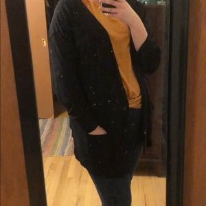 Long Black cardigan with Buttons and pockets